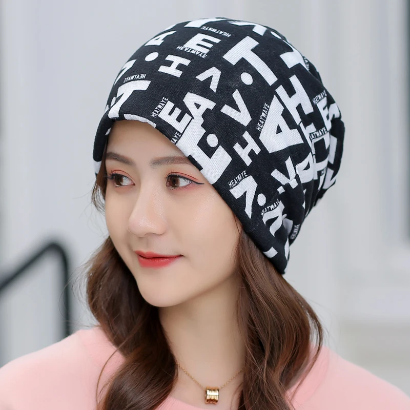 Новое поступление, женские вязаные шапки бини, Повседневная шапка "хип-хоп", полиэстер, для взрослых, с буквенным принтом, головной убор, осенняя Женская модная шапка