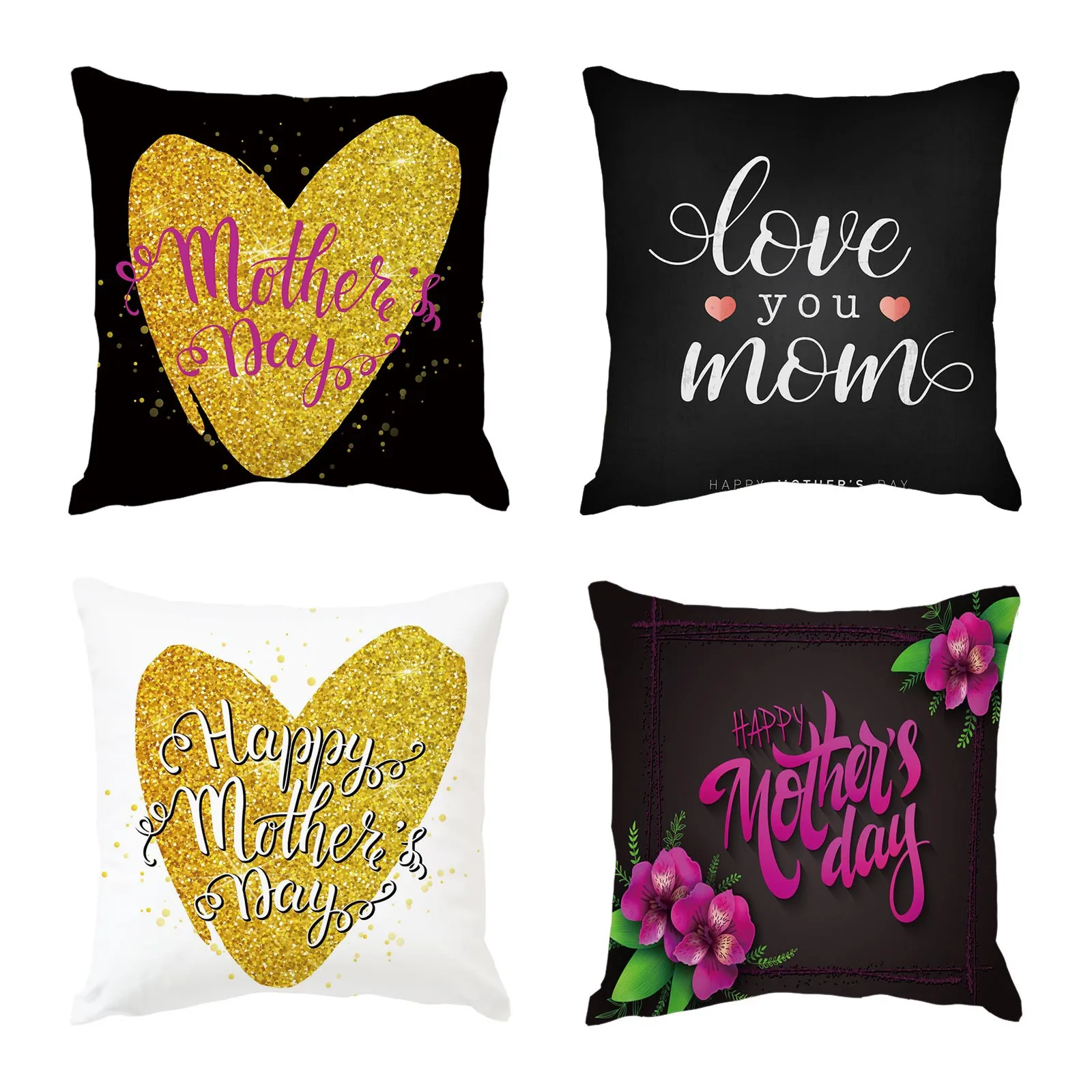 4PCS Mother's Day Pillow Case Throw Cushion Cover for Home Garden Decor