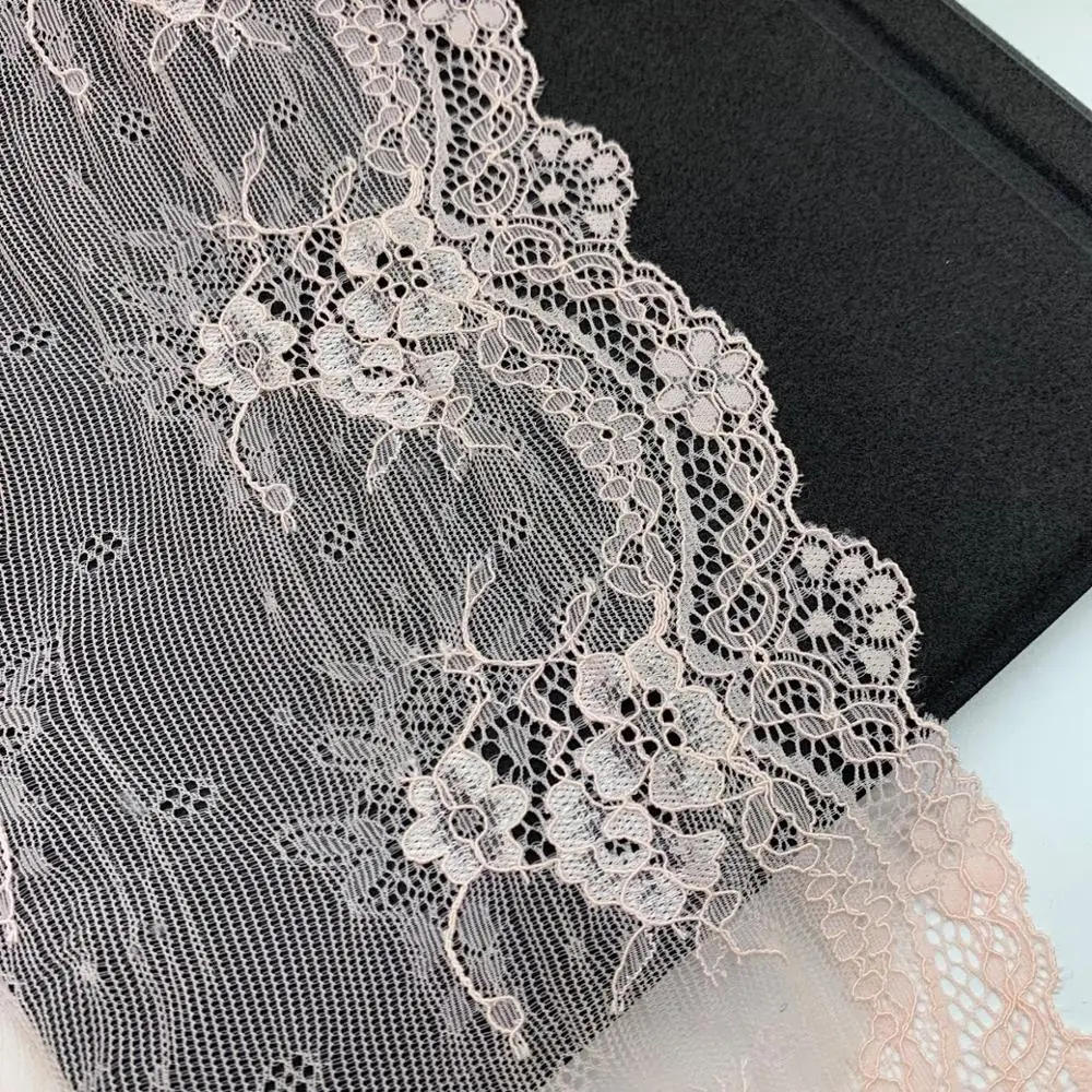 3y/lot Width 17.50cm Floral Stretch Lace Trims Pink For Clothing Accessories Dress Sewing Applique Costume Lace Fabrics Bra 4