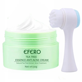 

Repair Acne Cream Tea Tree Essence Acne Treatment Face Cream Scar Remover Shrink Pores Moisturizer Cleaning Face Brush Skin Care