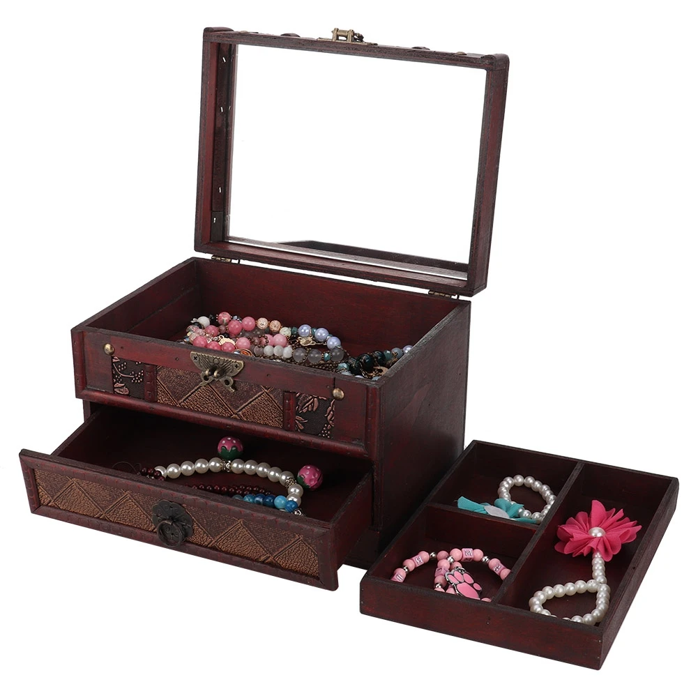 Многослойные серьги ожерелья кольца браслеты контейнер коробка с замком Держатель Для Хранения Драгоценностей для дома декоративные часы дисплей