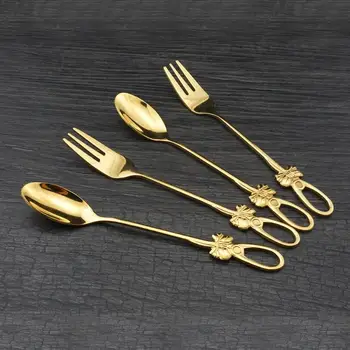 

Stainless Steel Coffee Spoon Tea Spoon Dessert Ice Cream Spoon Mini Fruit Fork Coffee Spoons Flatware Drinking Tools