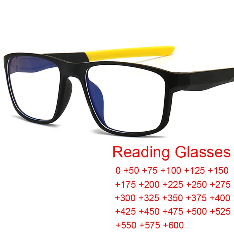 SportStyleReadingGlassesMenVintageLuxuryTransparentSquare