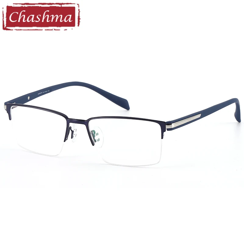 

Chashma Men Prescription Glasses Frame Titanium Alloy Male Myopia Glasses RX Semi Rimmed Light Weight Optical Eyeglasses