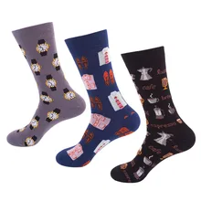 3 пар/лот, носки в Корейском стиле с принтом птиц, оленей, обезьяны, животных, пара модных носков для мужчин и женщин, хлопковые носки для влюбленных, цветные Повседневные носки