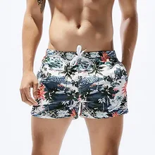 Мужские дышащие плавки, Шорты для плавания, тонкие шорты с принтом кокосовой пальмы, плавки для пляжа