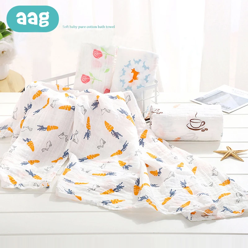 

AAG Double Layer Cotton Baby Muslin Diapers Towel Things for Baby Towel Stuff Hydrophilic Cloths Newborns Bath Towels Swaddle