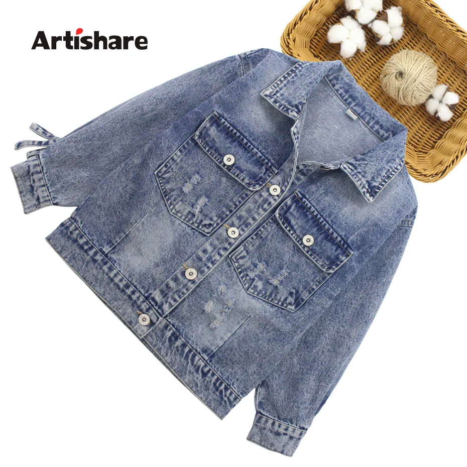 

Kids Jacket Fashion Denim Jacket For Girl Flower Appliques Outerwear For Children Spring Autumn Clothes For Girls 6 8 10 12 14