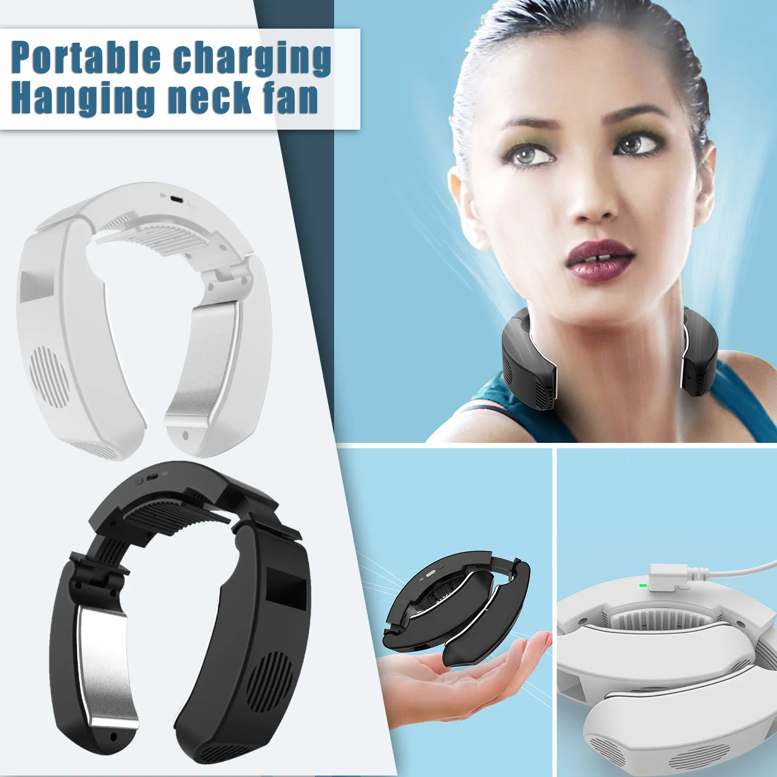 Portable Hanging Neck Fan Cooling Air Conditioner Fans Wearable Neck