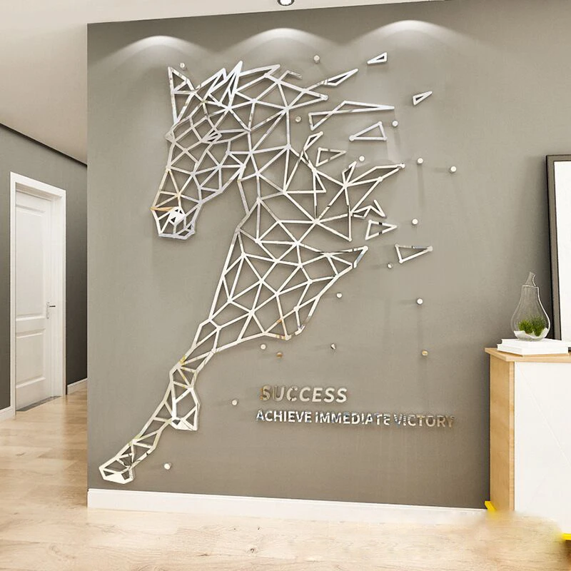 3D Mirror Horse Decorative Removable Wall Sticker Home Room Decor Mural Decal 