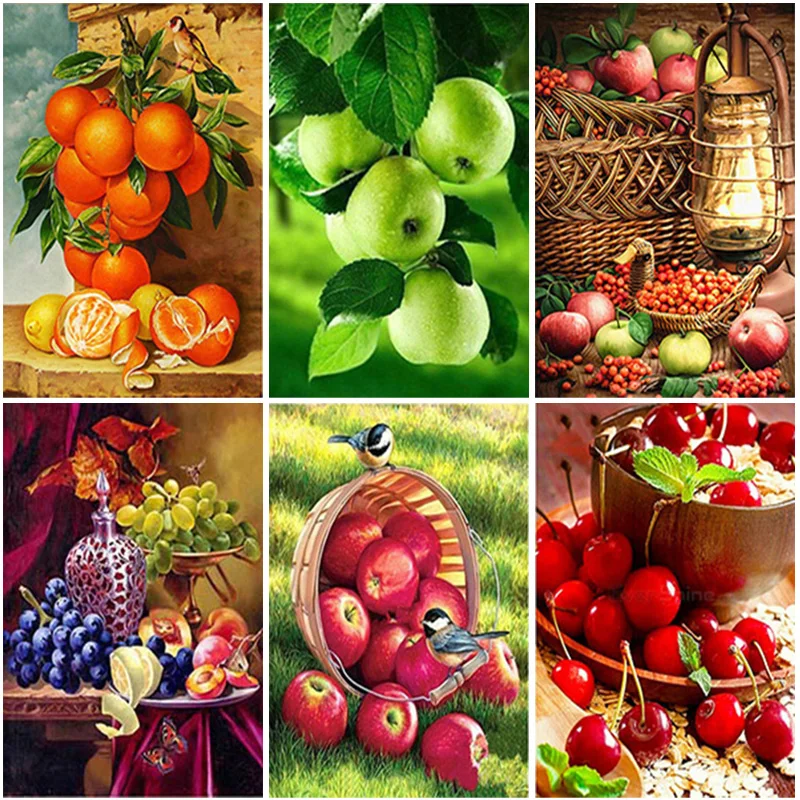 

DIY 5D Diamond Painting Fruit Cross Stitch Rhinestone Pictures Full Square Round Resin Mosaic Diamond Embroidery Home Decoration