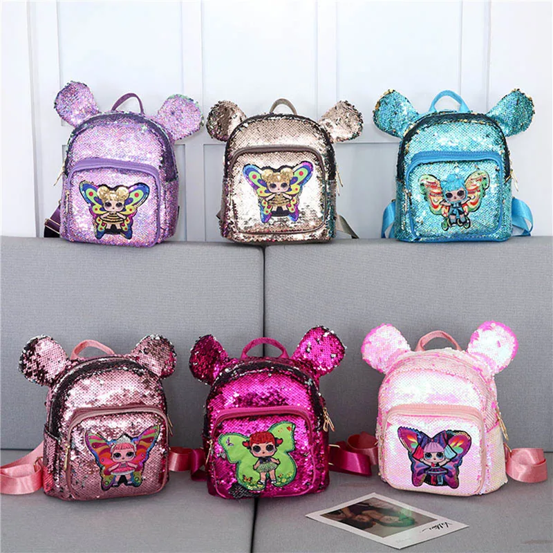 

2019 Spring And Summer New Style Children Sequin School Bag Cute Surprise Doll Girl Backpack Laser Sequin CHILDREN'S Bag