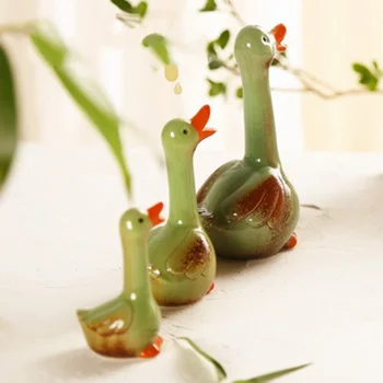 

3pc Ceramic Craft Adorable Animal Layout Landscaping Crafts Animal Model for Home
