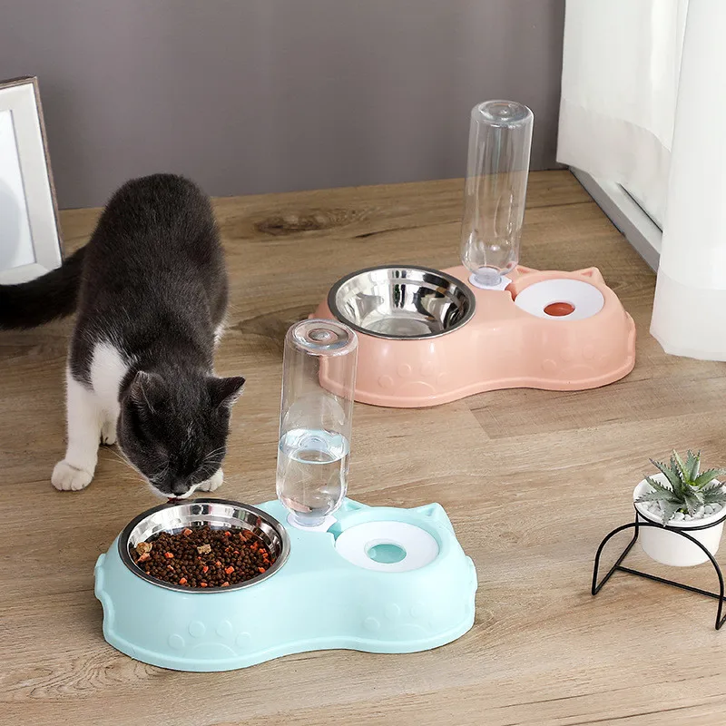 

Creativity Pet Automatic Refill Water Feeding Device Double Bowl Design Dogs And Cats Feeder Drinking Fountain Pet Supplies