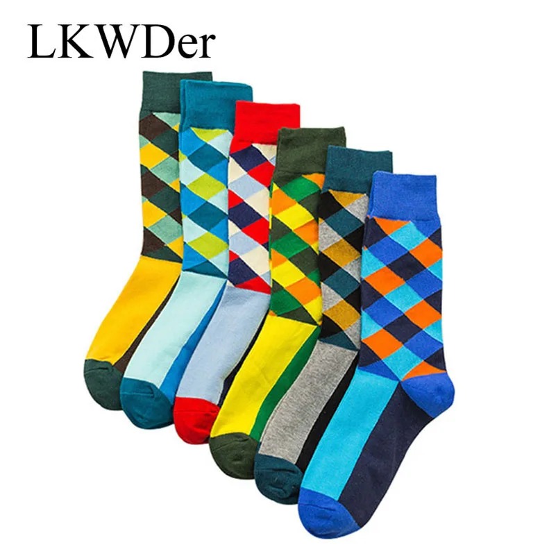 

LKWDer 3 Pairs Men Socks Large Big Plus Size 45,46 British Wind Harajuku Happy Socks Long Tube Socks Men Meias Calcetines Hombre