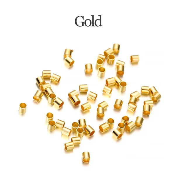 150-500pcs 1.5 2.0 2.5mm Gold Copper Tube Crimp End Beads Stopper Spacer Beads For Jewelry Making Findings Supplies Necklace Gold