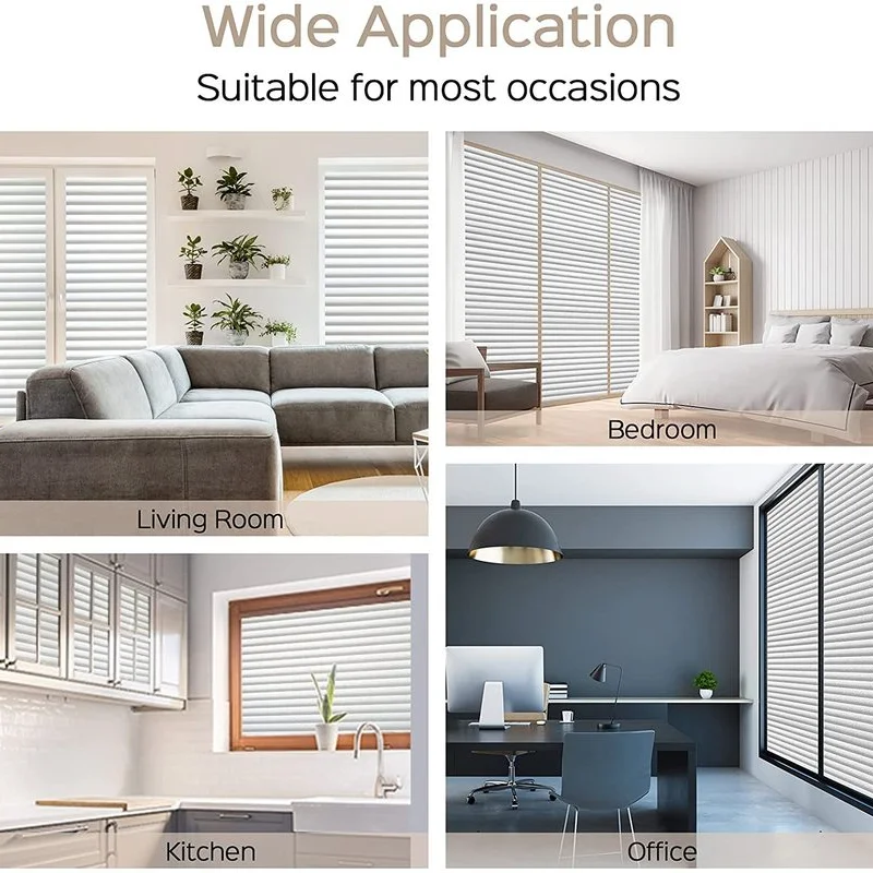 Window Privacy Film Window Film PVC Blinds Window Film Self-adhesive Privacy Window Film Stripe Glass Stickers Opaque Bathroom Glass Sticker Frosted Waterproof