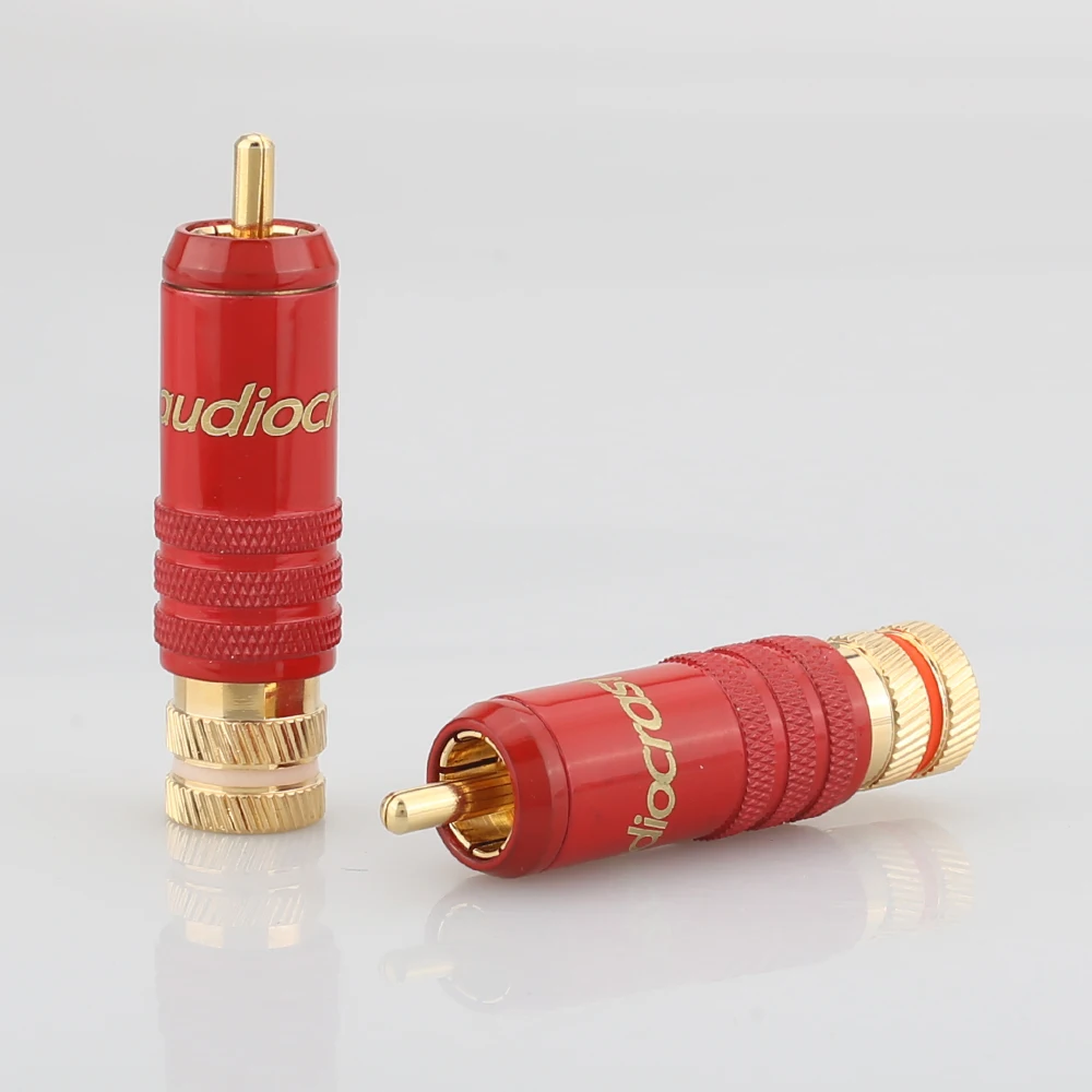 

Audiocrast 4pcs R001 24K Gold Plated RCA PLUG Audio Amplifier Adapter Connector For DIY Audio Cable HIFI