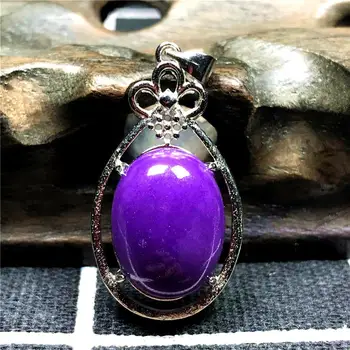 

Top Natural Purple Phosphosiderite Necklace Pendant For Woman Lady Man Crystal 17x14mm Oval Beads Silver Fashion Jewelry AAAAA