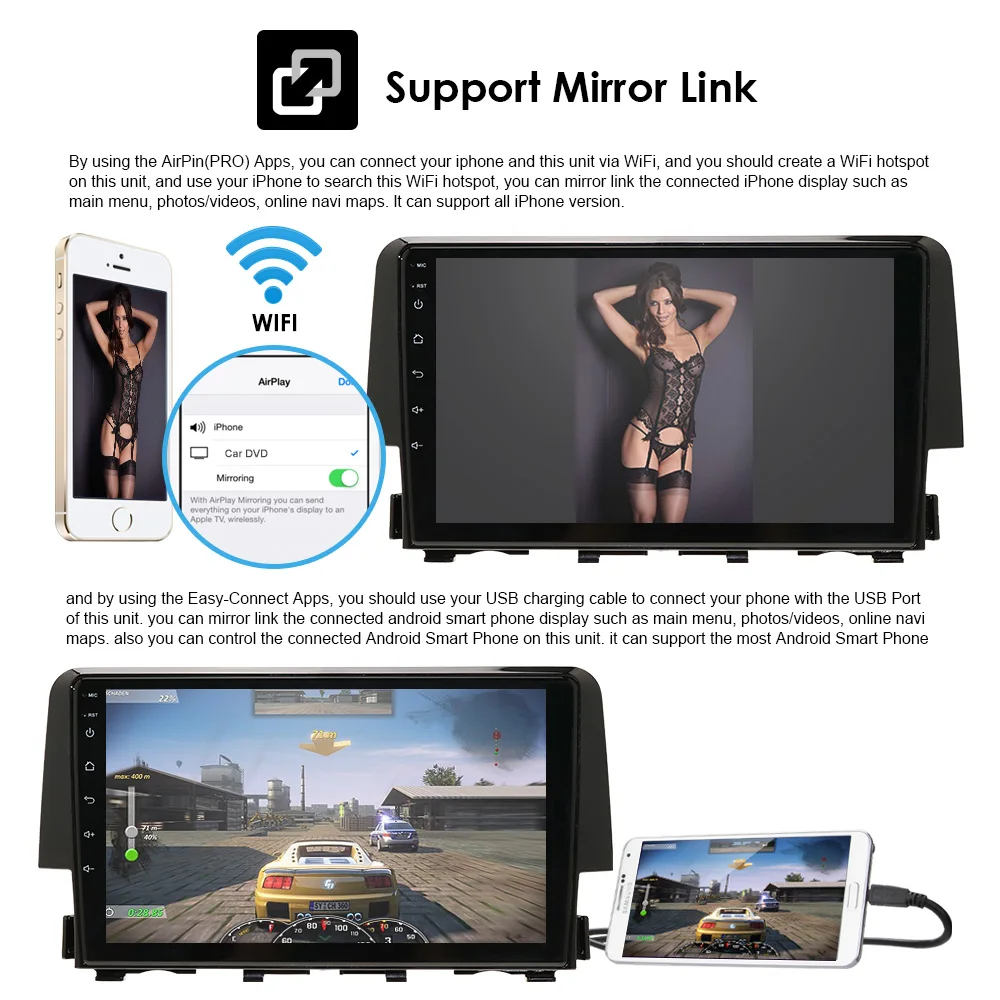 Top Car Radio Multimedia Video Player Navigation GPS Android 9.0 2 din nodvd for Honda Civic 2016 2017 2018 swc dvbt tpms dab obd bt 5