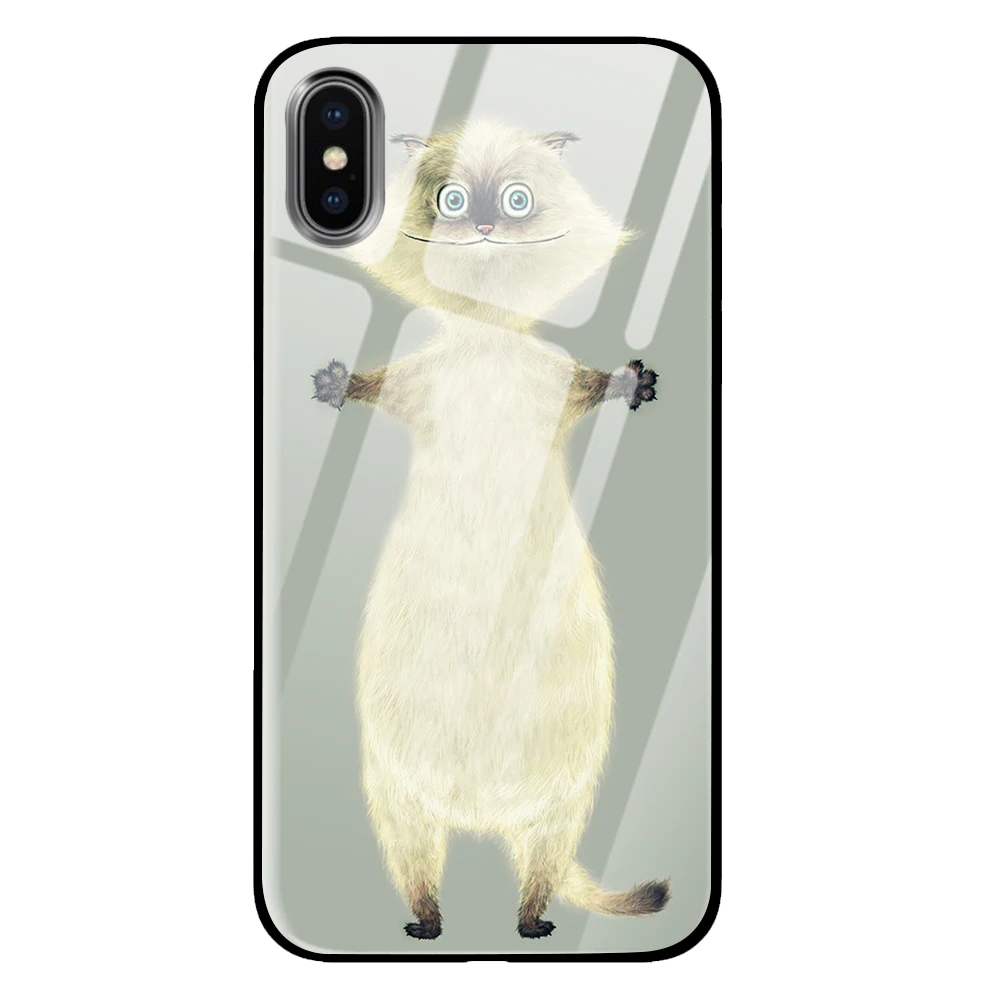Японские чехлы для телефонов с рисунком кота из закаленного стекла для iPhone 5 5S SE 6 6s 7 8 Plus X XS Max XR задняя крышка - Цвет: 5