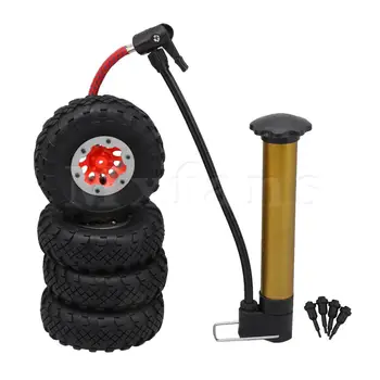 

Mxfans 4x RC1:10 Inflatable Car Tire 10-Hole Red Wheel Rims and Silver Clip
