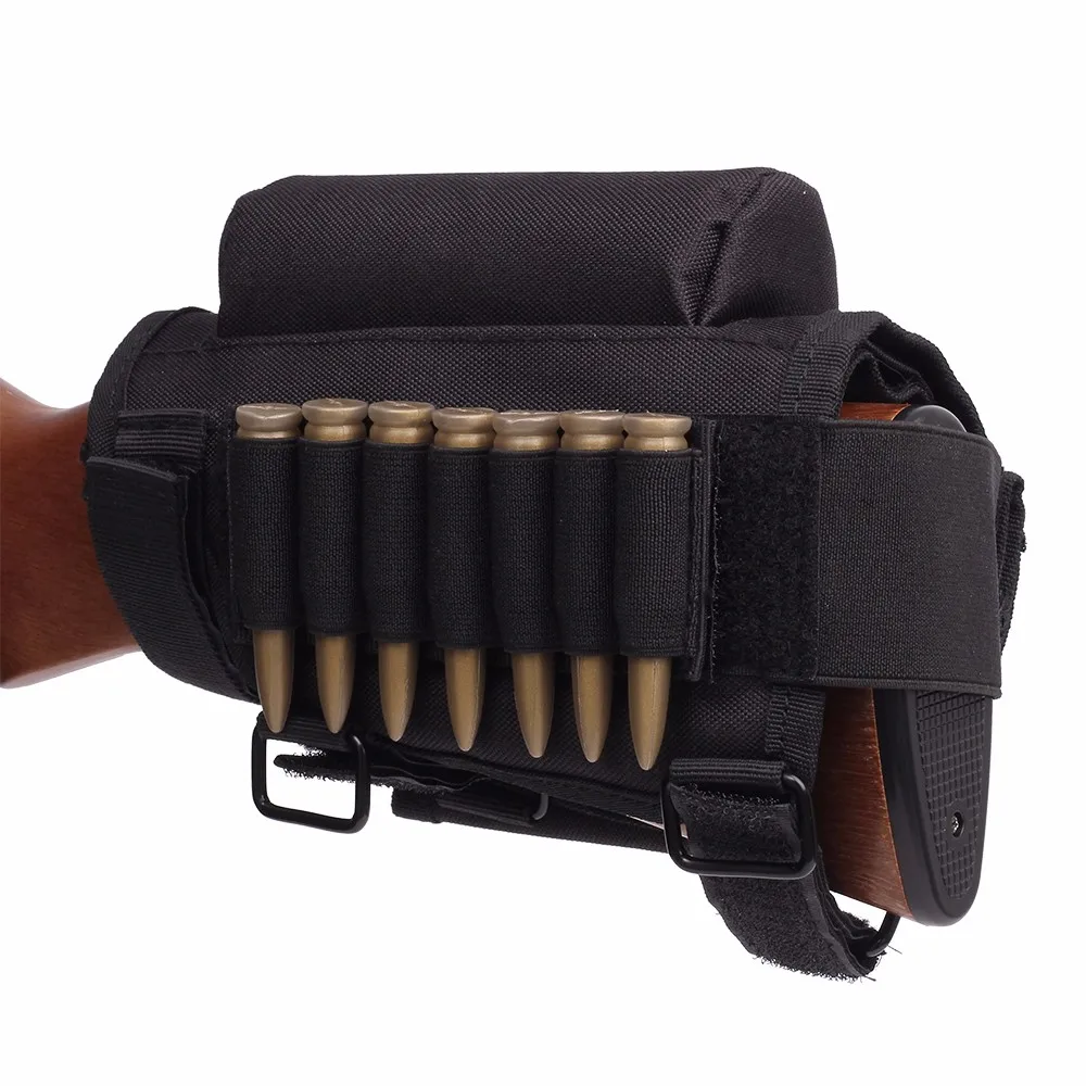 Tactical Rifle Buttstock Cheek Rest Ammo Carrier Case Holder Pouch for .300 .308