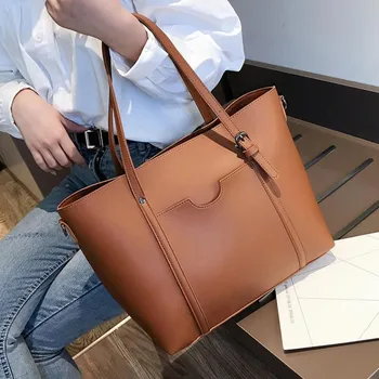 

Bag Women's 2020 New Style Shoulder Bag Large Capacity Retro PU Handbag Europe and America Handbag Women's Tote Bag