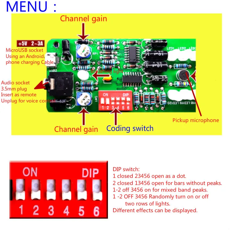 Folio Type USB Music Level Indicator Dual 60 LED Colorful Spectrum Dual-Channel Gain Audio Indicator 5 Display Modes