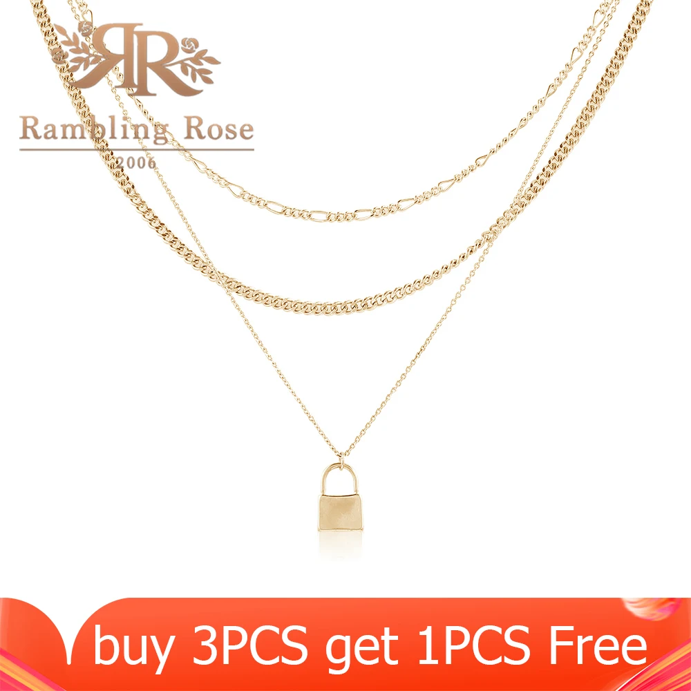 

Multi Layer Simple Lock Necklace For Women Small Cute Padlock Lock Pendant Collar Charm Necklace Chain Choker Fashion Jewelry