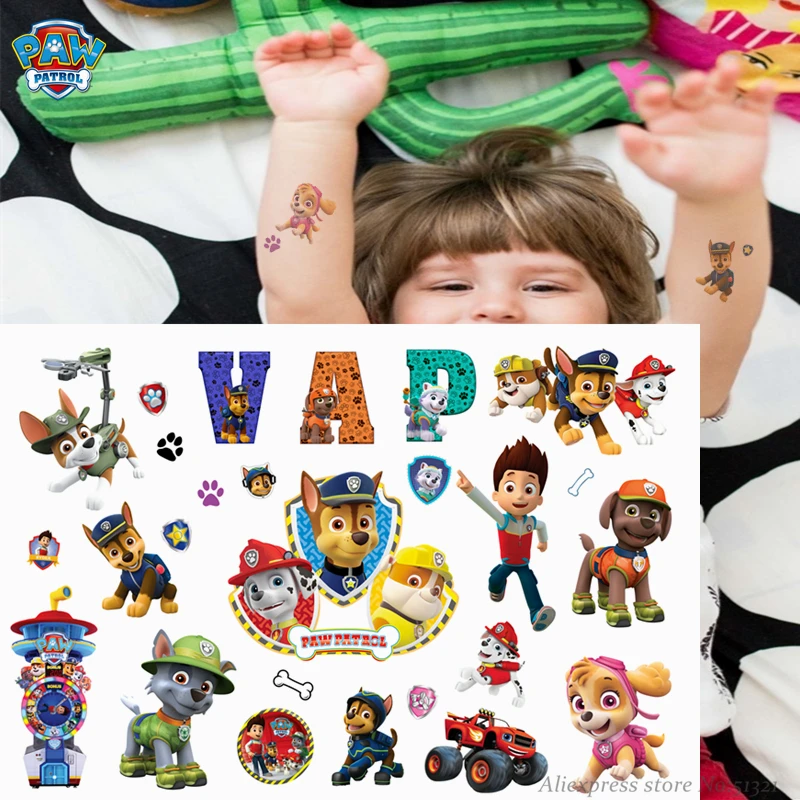 Paw Patrol Cartoon Temporary Tattoo Sticker For Boys Children Toys Tatoo Paper Paste Waterproof Party Kids Gift