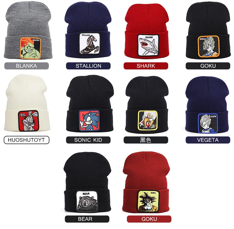 Прямая поставка,, хип-хоп шапка, новинка, волк, животное, Skullies Beanies, шапки, теплые вязаные зимние шапочки для женщин и мужчин, Gorra goku