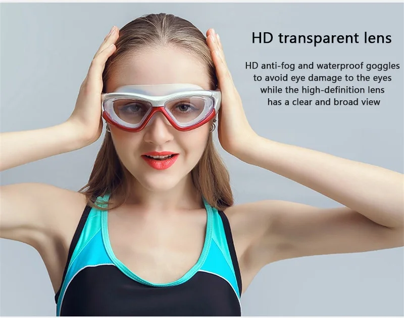 Очки HD прозрачные водонепроницаемые противотуманные плавательные очки близорукость плавательные очки взрослые большие коробки мужские и женские очки