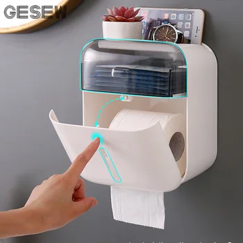 

GESEW Portable Toilet Paper Holder Wall-mount Hygienic Paper Dispenser Home Bathroom Tissue Box Bathroom Accessories Set