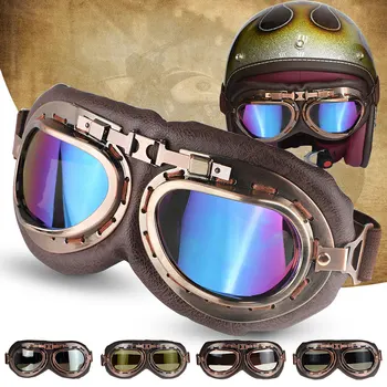 

Fashion Vintage Windproof Copper Motorcycle Glasses Pilot Biker Quality Goggles Comfort Protective Gear Motorbike Styling