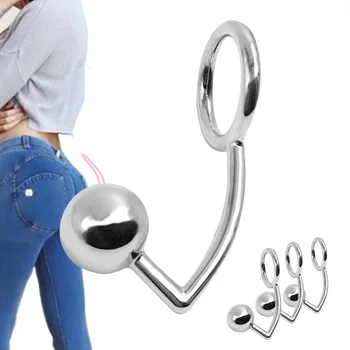 Stainless Anal Hook Chastity Butt Plug Metal Cock Ring Male Anal Plug Ball Penis Rings Steel Women Ass Adult Sex Toy for Couples 1