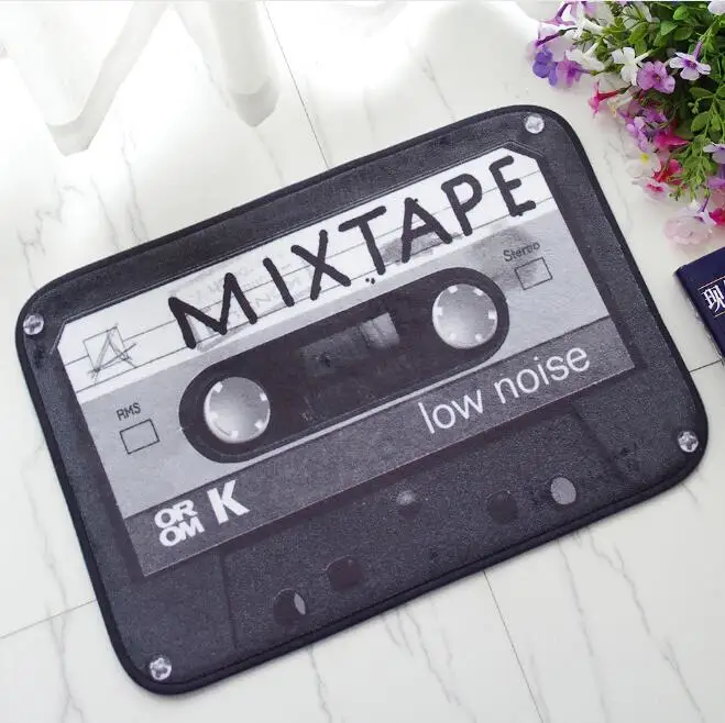 

Retro Vintage Mix Tape Cassette Bath Kitchen Mat Funny Cool Cassette Entrance Rug Carpet for Music Studio Floor Mats Home Decor