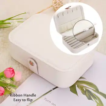 

Portable Jewelry Organizer Box Display Travel Jewelry Case Earrings Ring Necklaces Case PU Leather Storage Box for Jewelry
