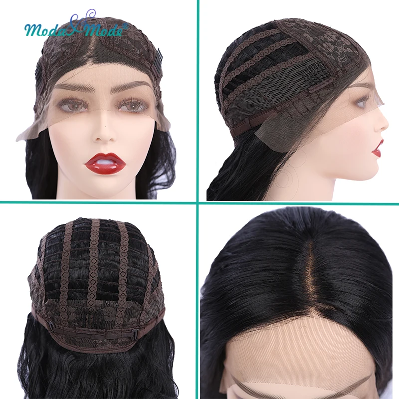 Mado& Mode 2" длинная объемная волна синтетический парик на кружеве 1B# средняя часть парик может быть Косплей и термостойкий