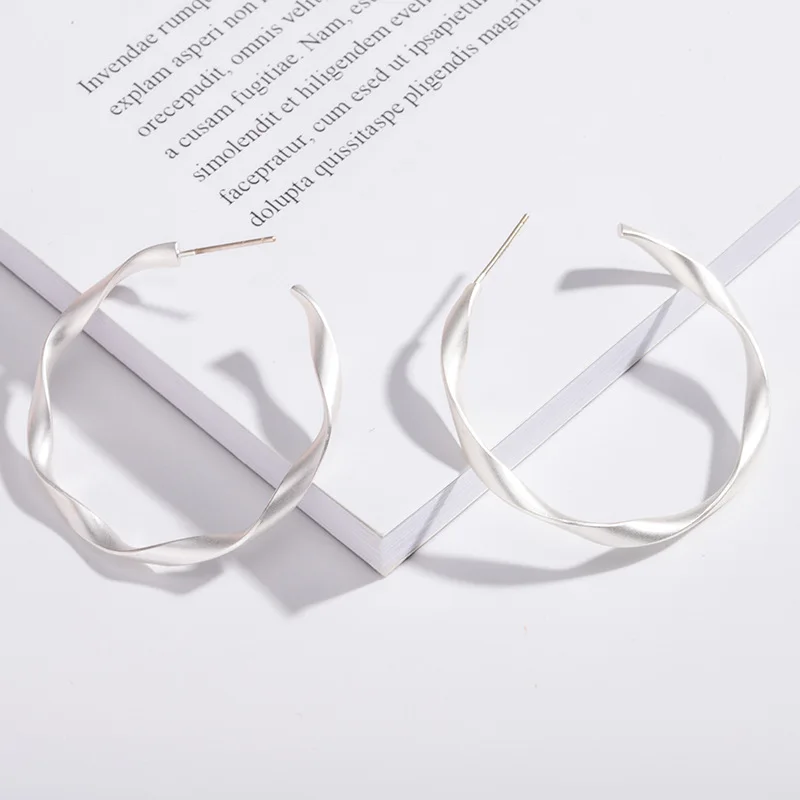 925 silver needle C-ring retro geometric twist ins net red Earrings matte | Украшения и аксессуары