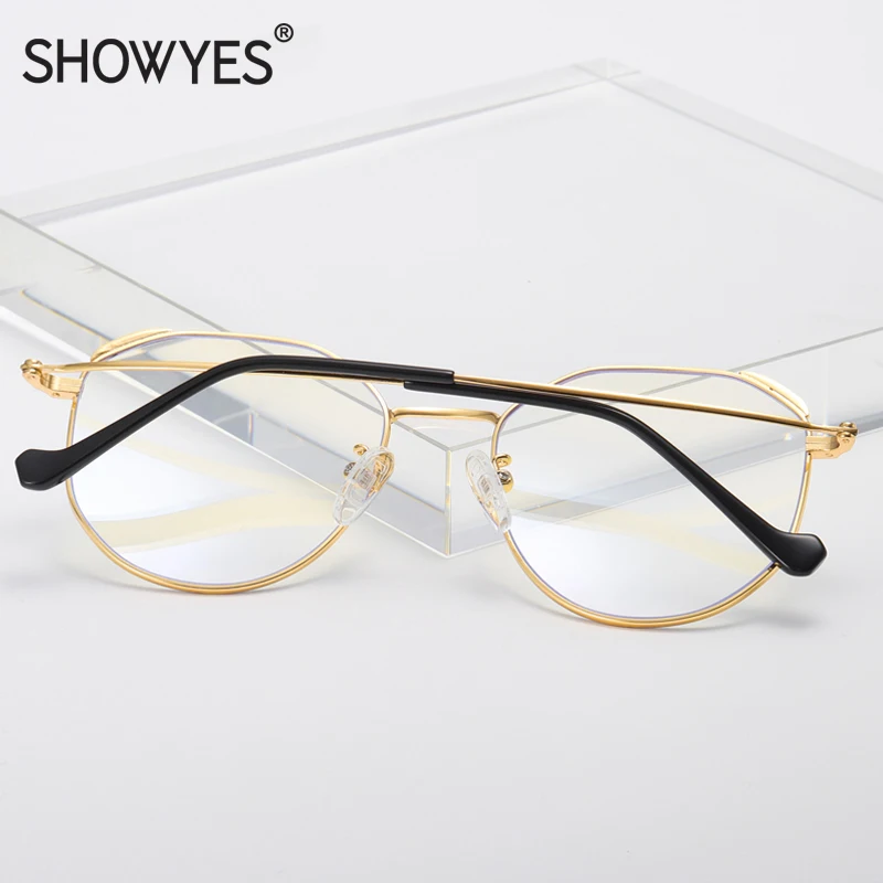 SHOWYES, анти-синий светильник, очки для женщин, большие размеры, Золотые очки, защитные очки, очки для игрового компьютера, очки для девушек 012
