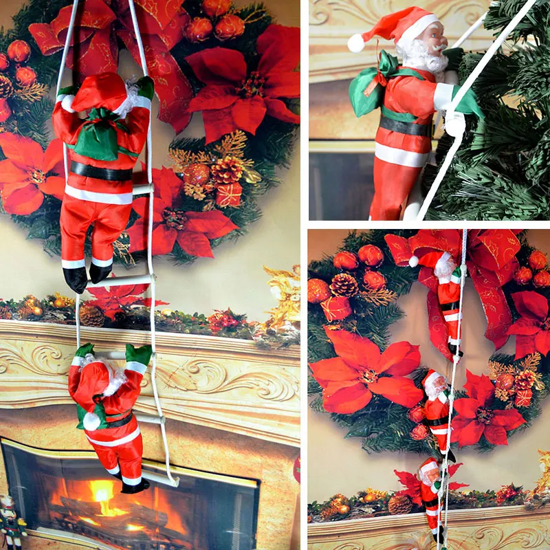 

Christmas Decor Doll Gift Kawaii Pendant Non-Woven Santa Claus Climbing Rope Decoration Ladder Xmas Ornament