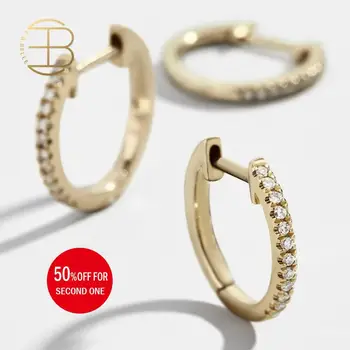 

Half Price For Second One Single 2020 New Copper Minimalist White Black Colorful Rhinestone Filled Small Hoop Earrings