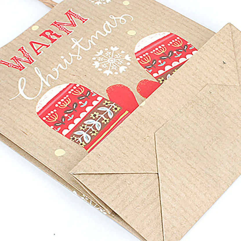 4pc Christmas packaging Gift Paper Bag Packaging Kraft Paper Party Supplies Gift Bag christmas decorations for home navidadF1017