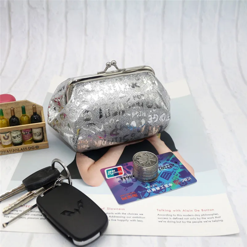 Hasp кошелек милый мини-чехол для телефона с функцией кошелька и сумочки с замочком Для женщин кошелек для монет кошелек держатель для ключей маленькая сумка для хранения Прямая - Цвет: Серебристый