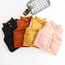 Детский осенне-зимний теплый детский жилет хлопковый жилет для мальчиков и девочек пуховое пальто детский однотонный жилет