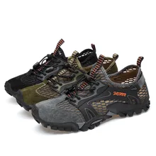 Мужская Летняя Уличная обувь для речной погоды, кожаная сетка, дышащая мужская походная обувь, походная беговая Обувь, нескользящая быстросохнущая обувь