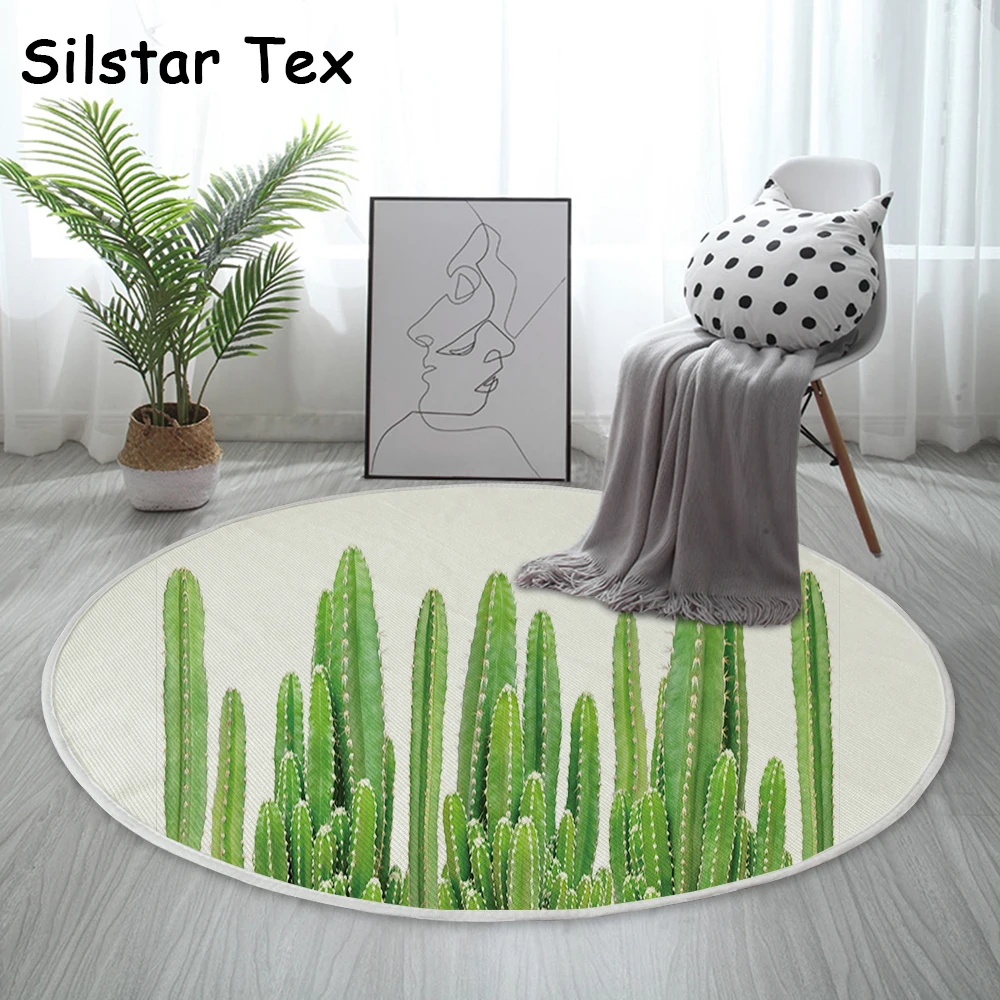 Silstar Tex простой кактус зеленый ковер Вязаный Круглый Открытый хлопковый коврик