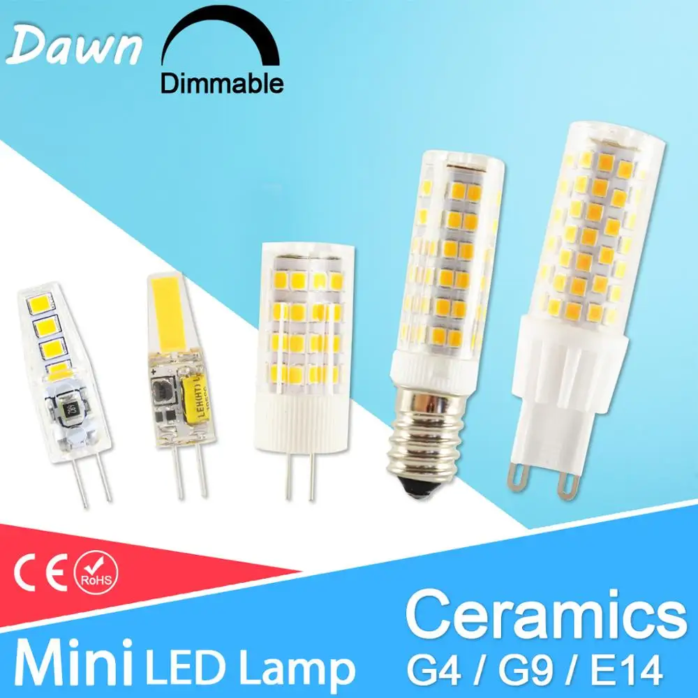

10pcs No Flicker Dimmable Ceramic LED G4 Light G9 Led Lamp E14 Bulb 220V AC DC 12V LED G9 3W 5W 6W 7W 9W 10W 12W 1505 2508
