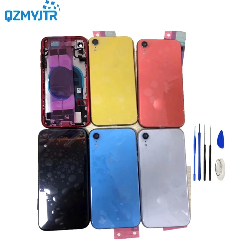 5 шт 6," для iPhone XR полный корпус батарея задняя крышка Дверь задний Чехол+ средняя рамка Шасси с гибким кабелем в сборе sim лоток - Цвет: 5 mix model